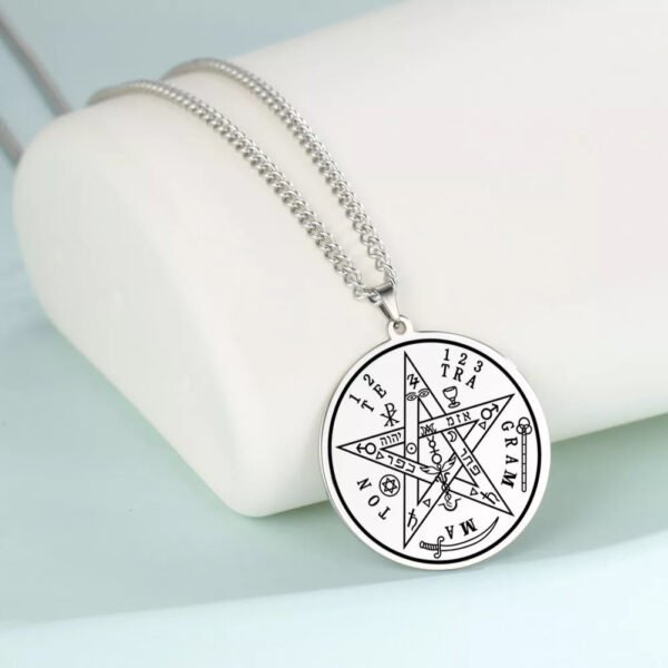 Vintage Talisman Tetragrammaton Pentagram of Solomon Pendant Wicca Necklace Gift