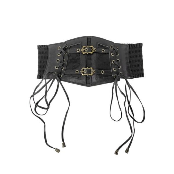 Lace straps, leather waist closure, women's decoration, shaping body, waist closure, black European and American vintage metal