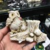 Resin Mushroom Tree Owl Figurine Statue Crystal Sphere Holder Ball Stand Display Base Sculpture