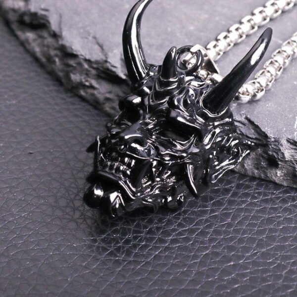 Gothic Devil Skull Grimace Mask Necklaces For Men Fangs Demon Mask Pendant Retro Punk Style Jewelry Gift - Pendants