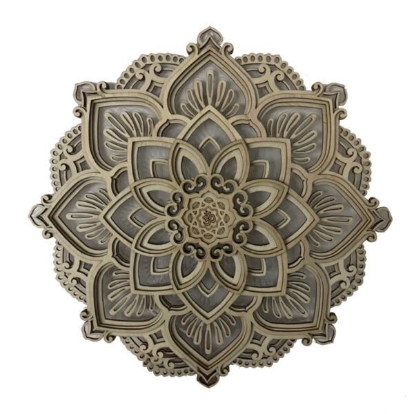 Wooden Carved LED Mandala Lotus Lamp – Wall Hanging Night Light for Yoga Room & Bedroom | Home Decor Art Statue