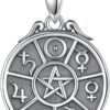 Vito Sterling Silver Tetragrammaton Necklace for Women Men, Abalone Shell 18k Gold Plated Pentagram Pendant, Wiccan Protection Amulet Pentacle Star Jewelry Gift for Wife Husband, 24"/18"/22"