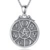 Vito Sterling Silver Tetragrammaton Necklace for Women Men, Abalone Shell 18k Gold Plated Pentagram Pendant, Wiccan Protection Amulet Pentacle Star Jewelry Gift for Wife Husband, 24"/18"/22"
