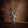 Vintage Gothic Hell Reaper Scythe Pendant Mystical Demon Necklace for Men Personality Punk Halloween Trend Jewelry