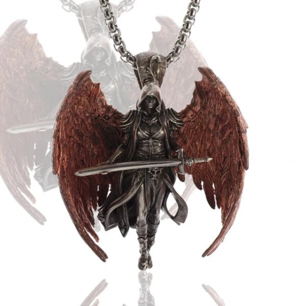 Vintage Gothic Hell Reaper Scythe Pendant Mystical Demon Necklace for Men Personality Punk Halloween Trend Jewelry