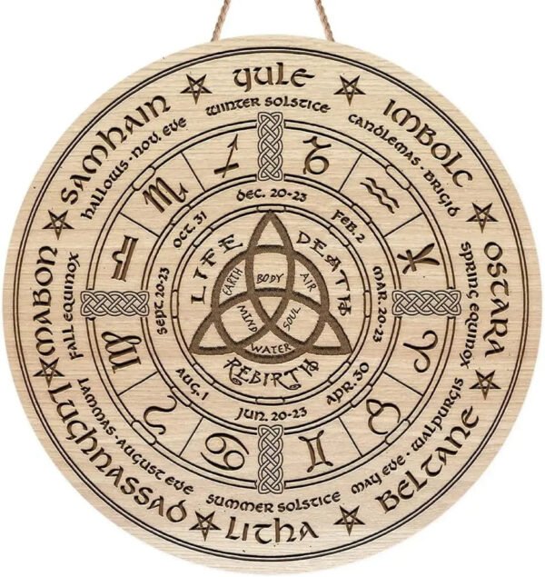 Wheel of the Year Wooden Wall Plaque - Witch Pagan Wiccan Sabbat Decor