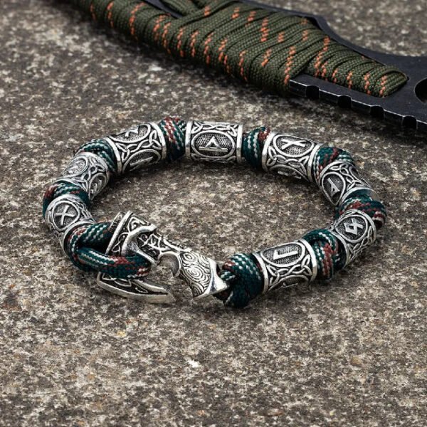 Norse Vikings Axes Wrap Bracelets Men Mjolnir Hammer Camping Paracord Survival Rope Wristband Amulet Handmade Male Jewelry Gifts