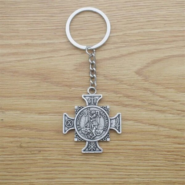 Archangel St.Michael Protect Me Keychain Holy Shield Charm Russian Orthodox Pendant