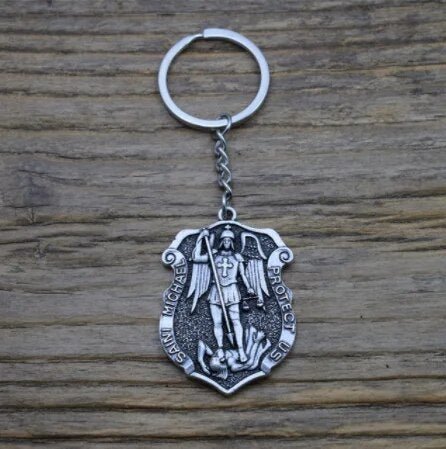 Archangel St.Michael Protect Me Keychain Holy Shield Charm Russian Orthodox Pendant
