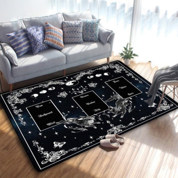 Triple Moon And Pentagram Altar Or Tarot Witchy Gothic Rug Floor Mat, Area Rug Large, Carpets For Living Room Bed Room, Bath Rug - Rug