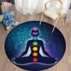 Round Meditation Chakra Pattern Carpet Yoga Practice Area Rug Indoor Home Decoration Floor Mat - Rug