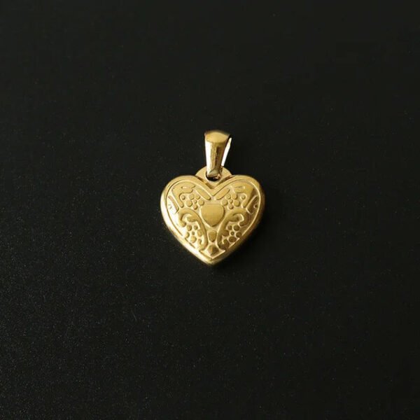 18K Gold Portrait Coin Cross Peach Heart Angel Charms Vintage Pendant b