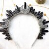 Wicca RawCrystal Crown Witch Tiaras Moon Bridal Witchcraft Accessories Wedding Festival Jewelry Hair Accessories Gifts