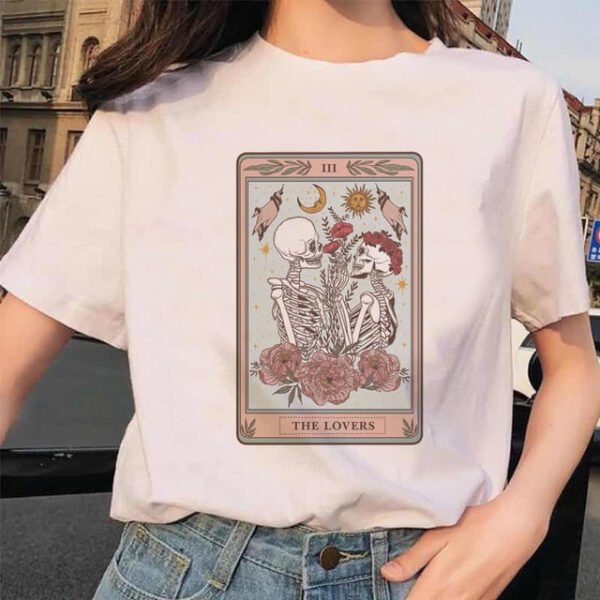 Women's Tarot Card Flower Funny Time Ladies Cartoon Fashion Short Sleeve Summer Printed T-shirt Women's T-shirt Top Pattern. - T-shirts