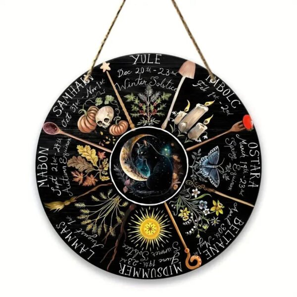 Magical Witchcraft Tree Wheel of the year Wooden Door Sign