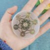 6CM Natural Crystal Selenite Slice Slab White Gypsum Chakra Flower of Life Charging Plate Yoga Meditation buy one and get one free