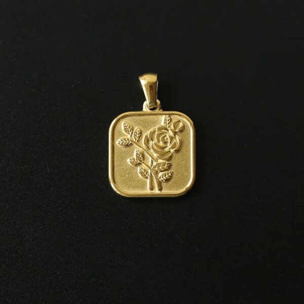 18K Gold Portrait Coin Cross Peach Heart Angel Charms Vintage Pendant b