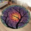 Embrace Norse Elegance: Tree of Life Rune Pattern Round Rug - Enhance Your Living Space with Vibrant Rainbow Print - Perfect for Viking Home Decor & Cozy Floors