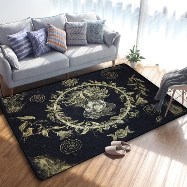 Triple Moon And Pentagram Altar Or Tarot Witchy Gothic Rug Floor Mat, Area Rug Large, Carpets For Living Room Bed Room, Bath Rug - Rug