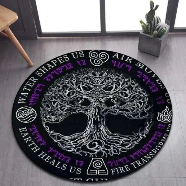 Viking Valknut Yggdrasil Tree of Life Round Area Rug: Stylish Décor