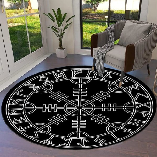 Transform Your Space with the Power of Norse Mythology: Tree of Life Valknut Round Rug