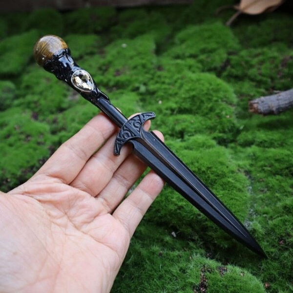 Crystal Metal Sword 90-95g Witch Altar hair Accessories Wizard stick Energy Pagan Cosplay Elf Gothic Dark Magic Wand Witch Gift