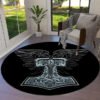Transform Your Space with the Power of Norse Mythology: Tree of Life Valknut Round Rug