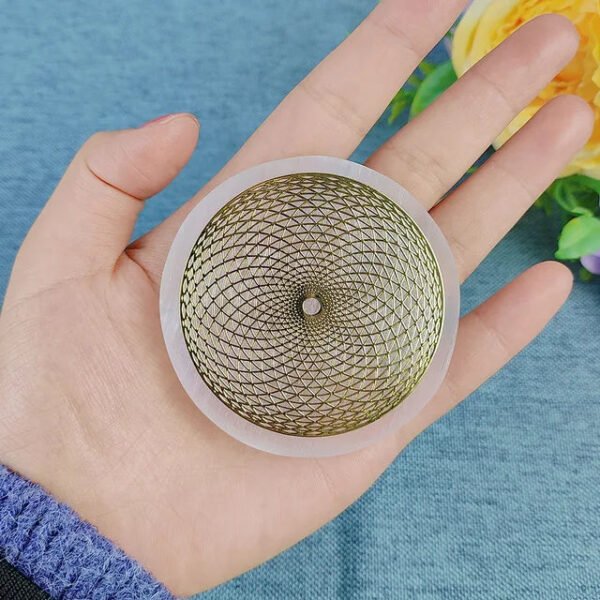 6CM Natural Crystal Selenite Slice Slab White Gypsum Chakra Flower of Life Charging Plate Yoga Meditation buy one and get one free