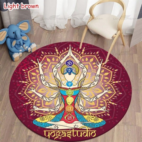 Round Meditation Chakra Pattern Carpet Yoga Practice Area Rug Indoor Home Decoration Floor Mat - Rug