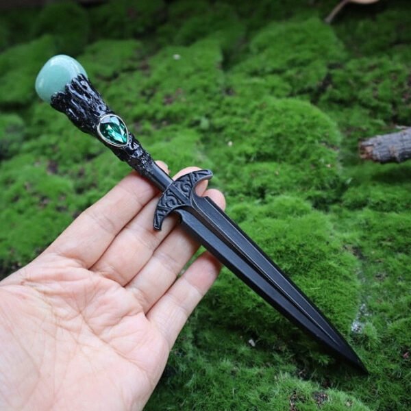 Crystal Metal Sword 90-95g Witch Altar hair Accessories Wizard stick Energy Pagan Cosplay Elf Gothic Dark Magic Wand Witch Gift