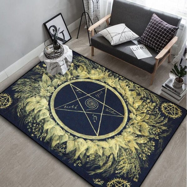 Triple Moon And Pentagram Altar Or Tarot Witchy Gothic Rug Floor Mat, Area Rug Large, Carpets For Living Room Bed Room, Bath Rug - Rug
