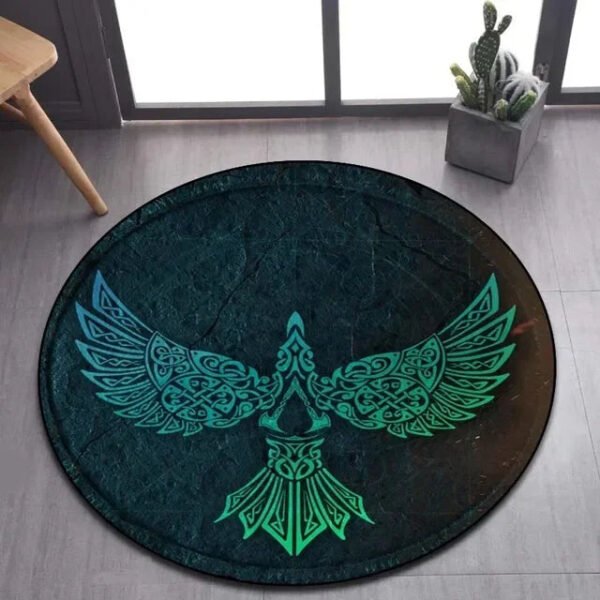 Viking Valknut Yggdrasil Tree of Life Round Area Rug: Stylish Décor
