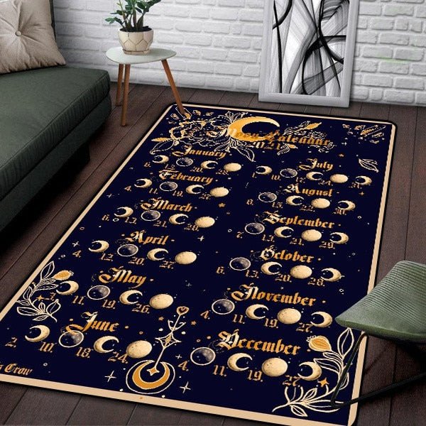 Triple Moon And Pentagram Altar Or Tarot Witchy Gothic Rug Floor Mat, Area Rug Large, Carpets For Living Room Bed Room, Bath Rug - Rug