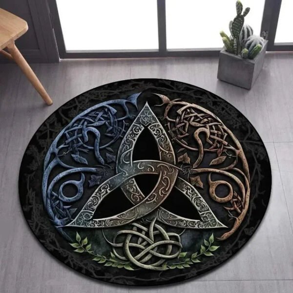 Viking Valknut Yggdrasil Tree of Life Round Area Rug: Stylish Décor