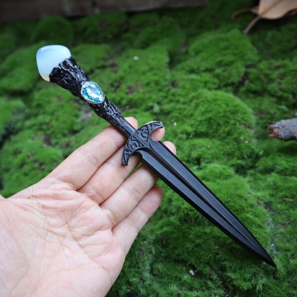 Crystal Metal Sword 90-95g Witch Altar hair Accessories Wizard stick Energy Pagan Cosplay Elf Gothic Dark Magic Wand Witch Gift