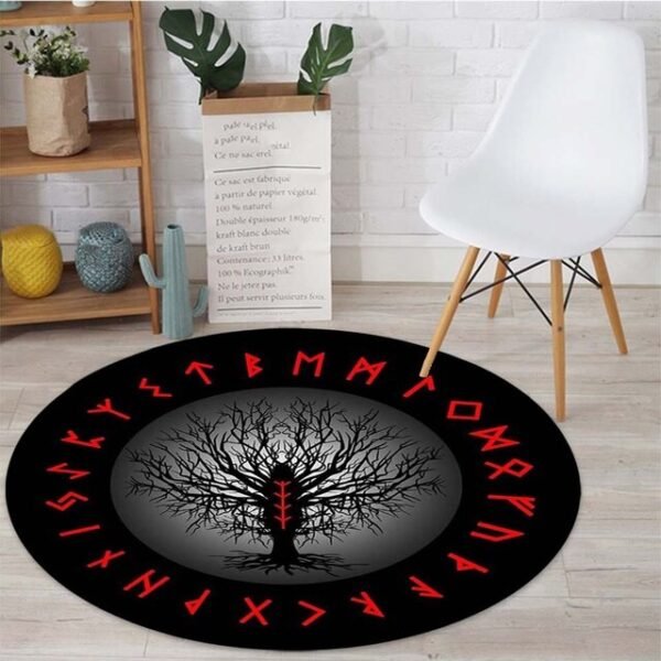 Celtic Viking Round Rug Floor Mat Tree of Life Round Carpet Yggdrasil Floor Mat Anti Slip Chair Mat for Children Kids Playmat| |