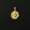 18K Gold Portrait Coin Cross Peach Heart Angel Charms Vintage Pendant b