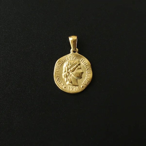18K Gold Portrait Coin Cross Peach Heart Angel Charms Vintage Pendant b