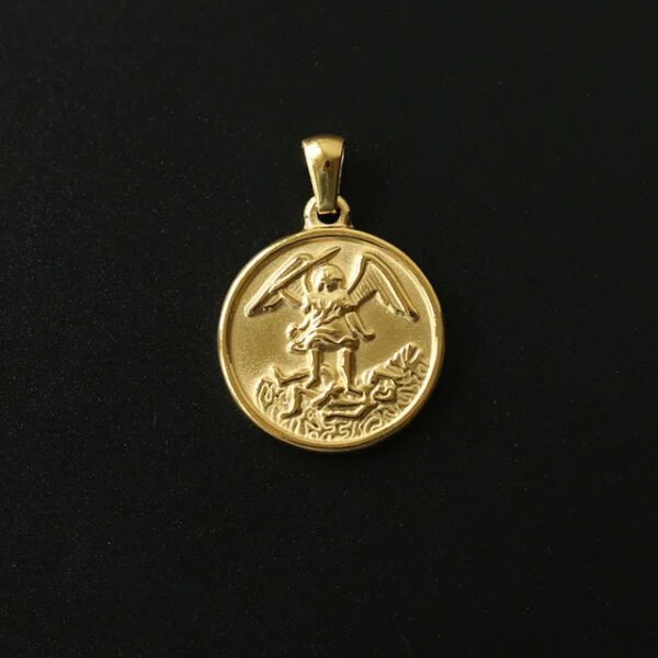 18K Gold Portrait Coin Cross Peach Heart Angel Charms Vintage Pendant b