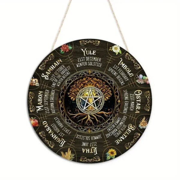 Magical Witchcraft Tree Wheel of the year Wooden Door Sign
