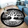 Celtic Viking Round Rug Floor Mat Tree of Life Round Carpet Yggdrasil Floor Mat Anti Slip Chair Mat for Children Kids Playmat| |