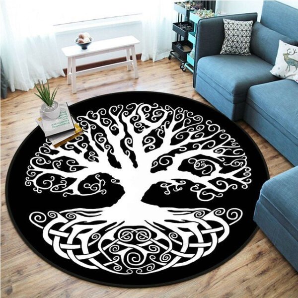 Celtic Viking Round Rug Floor Mat Tree of Life Round Carpet Yggdrasil Floor Mat Anti Slip Chair Mat for Children Kids Playmat| |