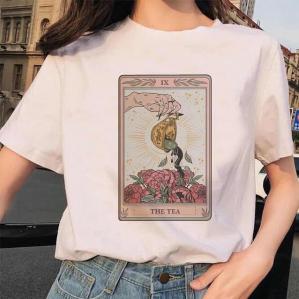 Women's Tarot Card Flower Funny Time Ladies Cartoon Fashion Short Sleeve Summer Printed T-shirt Women's T-shirt Top Pattern. - T-shirts
