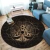 Celtic Viking Round Rug Floor Mat Tree of Life Round Carpet Yggdrasil Floor Mat Anti Slip Chair Mat for Children Kids Playmat| |