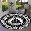 Transform Your Space with the Power of Norse Mythology: Tree of Life Valknut Round Rug