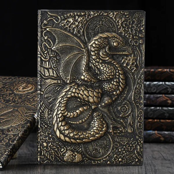 3D Three-dimensional Dragon A5 Notebook European Retro Thickened Pu Embossed Notepad Diary Business Gift Office Supplies