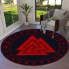 Transform Your Space with the Power of Norse Mythology: Tree of Life Valknut Round Rug