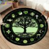 Embrace Norse Elegance: Tree of Life Rune Pattern Round Rug - Enhance Your Living Space with Vibrant Rainbow Print - Perfect for Viking Home Decor & Cozy Floors