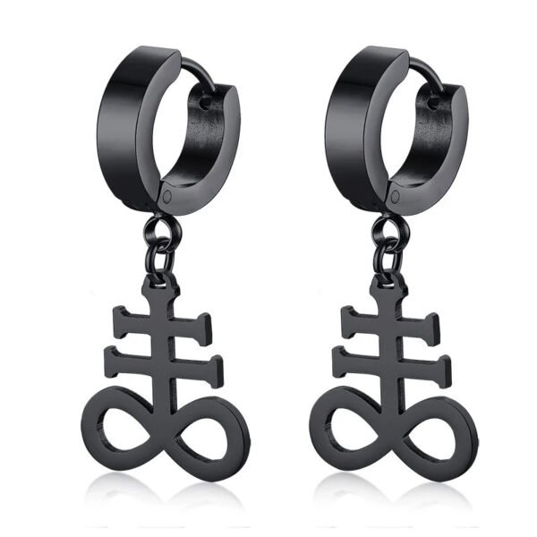 Satanic Earrings:Brimstone Satanic Cross Earring -Church of Satan Earrings