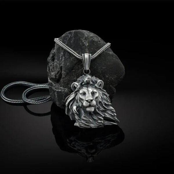 Punk Men's Wolf Head Lion Bear Fox Pure Tin Pendant Necklace Hip Hop Retro Animal Collar Chain Birthday Party Jewelry Gift